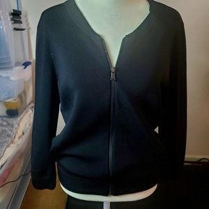 Ann Taylor Loft Black 3/4 Sleeve Zip Sweater